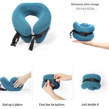 U-Shaped Pillow Memory Foam Neck Pillow, Adjustable Comfort Breathable Airplane Travel Pillow