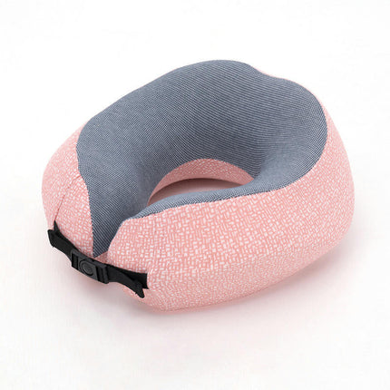 Memory Foam Travel Pillow with Safe Neck Support, Removable Washable Pillowcase