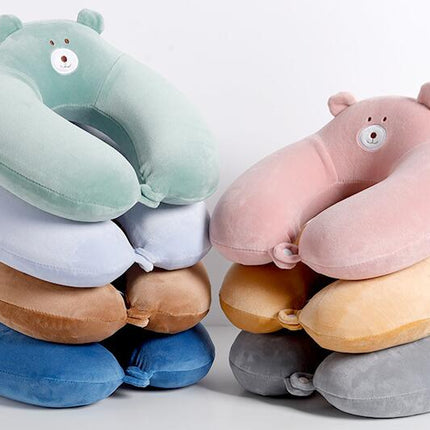 Cartoon Neck Pillow for Travel - Soft and Supportive Animal Head Airplane Travel Pillow