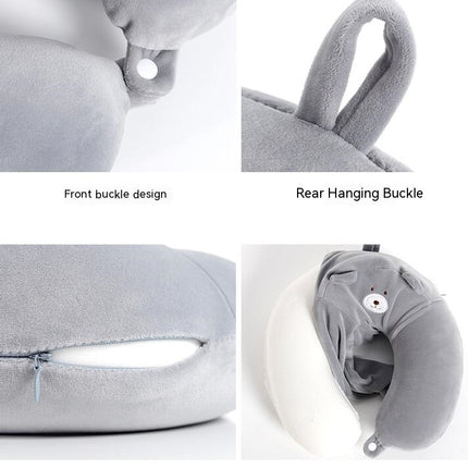 Cartoon Neck Pillow for Travel - Soft and Supportive Animal Head Airplane Travel Pillow