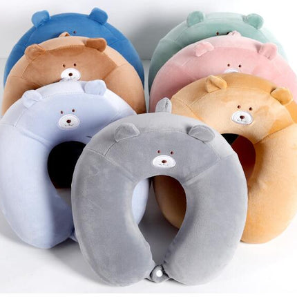 Cartoon Neck Pillow for Travel - Soft and Supportive Animal Head Airplane Travel Pillow