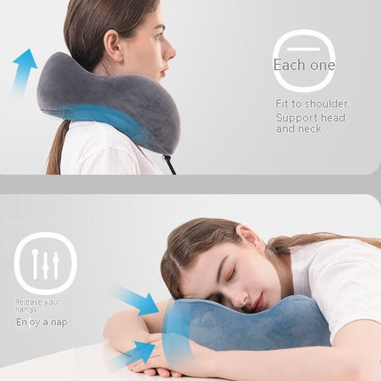 Travel Pillow - Memory Foam Neck Pillow, Ergonomic and Washable Nap Pillow