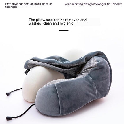 Travel Pillow, Memory Foam Neck Pillow and Head Support Soft Pillow with Side Storage Bags