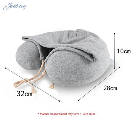 Neck Pillow for Travel, Memory Foam  Pillow with Hood, Adult Airplane Pillow for Head Rest Neck Support