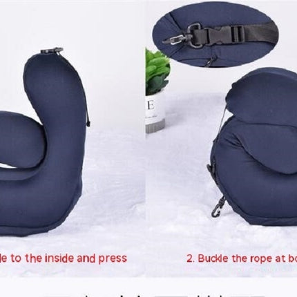 Memory Foam Travel Pillow - Adult Hooded Travel Neck Pillow - Airplane Car Train Travel Cushion