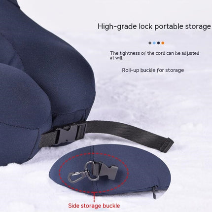 Memory Foam Travel Pillow - Adult Hooded Travel Neck Pillow - Airplane Car Train Travel Cushion