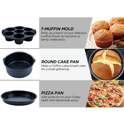 Air Fryer Accessories 13PCS, Fit 4.5QT-5.8QT Air Fryer with Cake Barrel, Pizza Pan