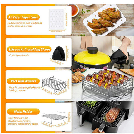 Air Fryer Rack for Double Basket Air Fryers, Air Fryer Accessories Compatible with Ninja Foodi DZ201/401