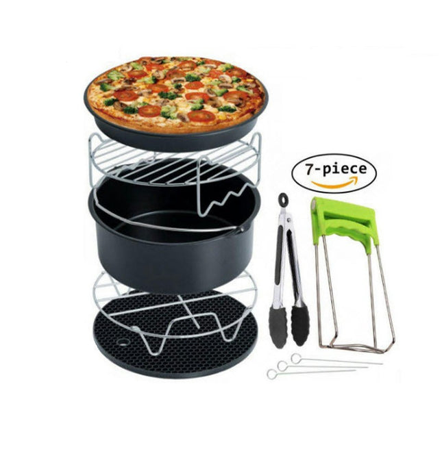 Air Fryer Accessories 7PCS Fit 3.5-5.8QT Air Fryer with Cake Barrel, Pizza Pan