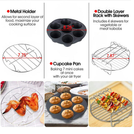 Air Fryer Accessories 11PCS Fit all 5.3QT-5.8QT Power Deep Hot Air Fryer