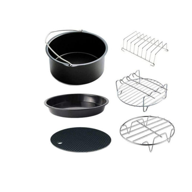 Air Fryer Accessories Set of 6 with 7 Inch Pizza Pan, Cake Barrel, Silicone Mat for 5.3-5.8Qt Ninja Air Fryer