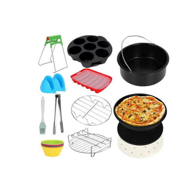 Air Fryer Accessories Set of 13 with 7 Inch Pizza Pan, Cake Barrel, Silicone Mat for 3.8-5.8Qt Ninja Air Fryer