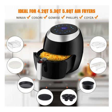 Air Fryer Accessories 12PCS, Fit 3.5- 5.8QT Air Fryer with 8 Inch Cake Barrel, Pizza Pan