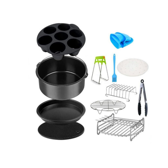 Air Fryer Accessories 12PCS, Fit 3.5- 5.8QT Air Fryer with 8 Inch Cake Barrel, Pizza Pan