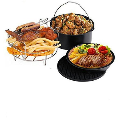 Air Fryer Accessories Set of 5 with 7 Inch Pizza Pan, Cake Barrel, Silicone Mat for 3.5Qt-5.8Qt Air Fryer