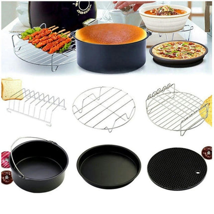 Air Fryer Accessories with 9 Inch Pizza Pan, Cake Barrel, Silicone Mat for 5.3Qt-6.8Qt Air Fryer