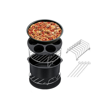 Air Fryer Accessories Set of 7 with 8 Inch Pizza Pan, Cake Barrel for 3.5Qt-5.8Qt Air Fryer