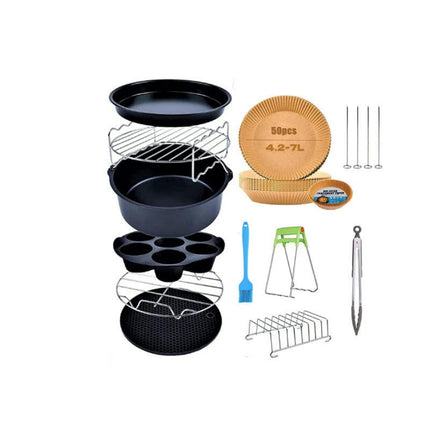 Air Fryer Accessories, Set of 11 Fit for Air Fryer with Cake & Pizza Pan, Metal Holder, Skewer Rack & Skewers, etc