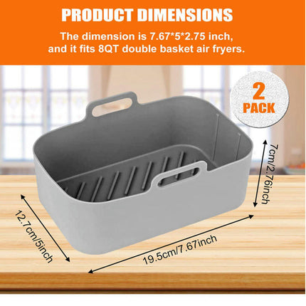 Air Fryer Silicone Liners Rectangular for Ninja Foodi Dual Reusable Silicone Airfryer Liner