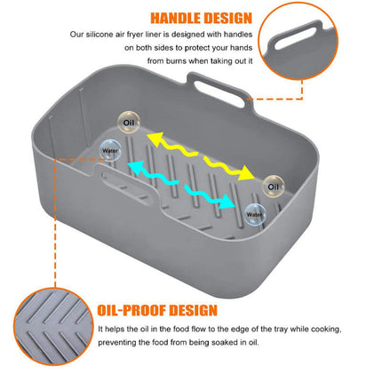 Air Fryer Silicone Liners Rectangular for Ninja Foodi Dual Reusable Silicone Airfryer Liner