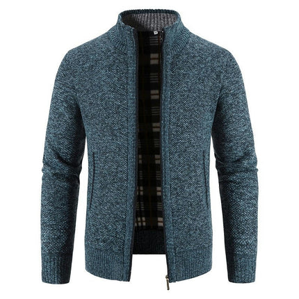 Men's Shawl Collar Cardigans Slim Fit Button Cable Knit Sweater With Pockets