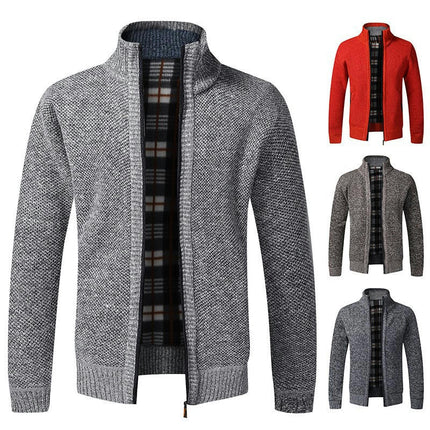 Men's Shawl Collar Cardigans Slim Fit Button Cable Knit Sweater With Pockets