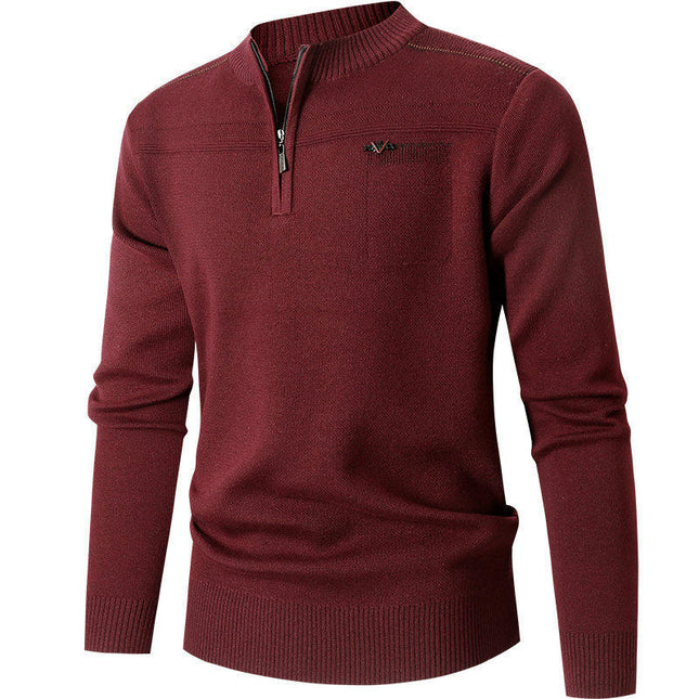 Mens Slim Fit Casual Jumpers Quarter Zip Long Sleeve Pullover Half Zip Neck Sweaters Top