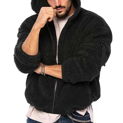 Mens Fuzzy Sherpa Hoodie Pullover Sweatshirts Loose Cozy Pocket Long Sleeve Winter Hooded Outwear