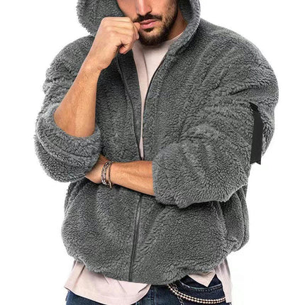 Mens Fuzzy Sherpa Hoodie Pullover Sweatshirts Loose Cozy Pocket Long Sleeve Winter Hooded Outwear