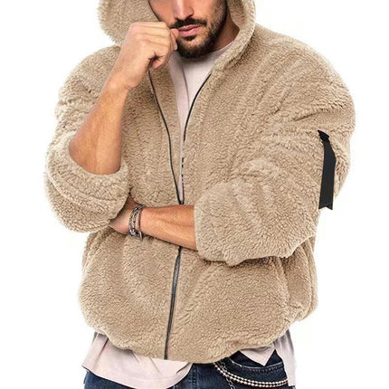 Mens Fuzzy Sherpa Hoodie Pullover Sweatshirts Loose Cozy Pocket Long Sleeve Winter Hooded Outwear