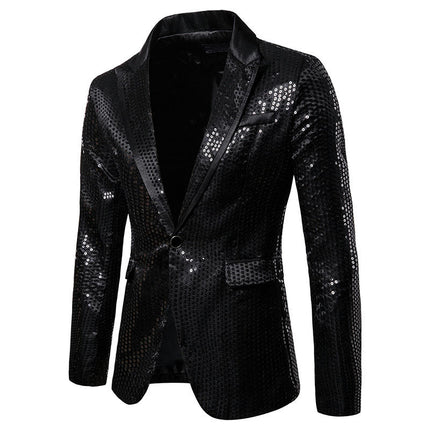 Sequin Blazer Metallic Suit Disco Prom Shiny Jacket Wedding Party Banquet Fashion Tuxedo for Mens Adult