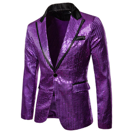 Sequin Blazer Metallic Suit Disco Prom Shiny Jacket Wedding Party Banquet Fashion Tuxedo for Mens Adult