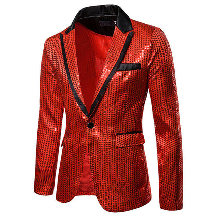 Sequin Blazer Metallic Suit Disco Prom Shiny Jacket Wedding Party Banquet Fashion Tuxedo for Mens Adult