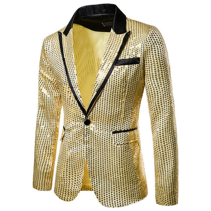 Sequin Blazer Metallic Suit Disco Prom Shiny Jacket Wedding Party Banquet Fashion Tuxedo for Mens Adult