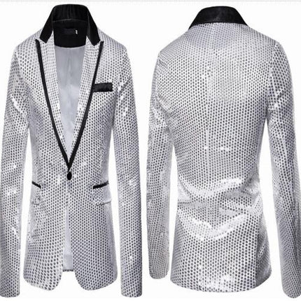 Sequin Blazer Metallic Suit Disco Prom Shiny Jacket Wedding Party Banquet Fashion Tuxedo for Mens Adult