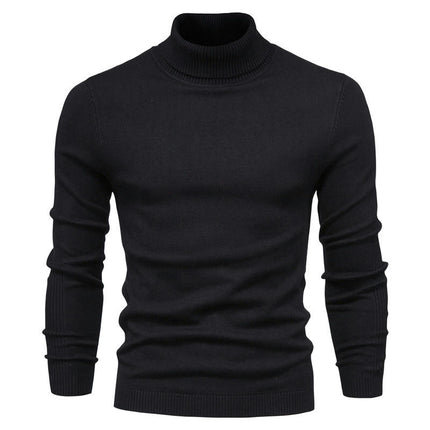 Mens Slim Fit Turtleneck Sweater Knitted Pullover Sweaters Solid Color Casual Knit Sweater