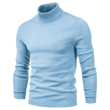 Mens Slim Fit Turtleneck Sweater Knitted Pullover Sweaters Solid Color Casual Knit Sweater