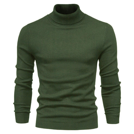 Mens Slim Fit Turtleneck Sweater Knitted Pullover Sweaters Solid Color Casual Knit Sweater