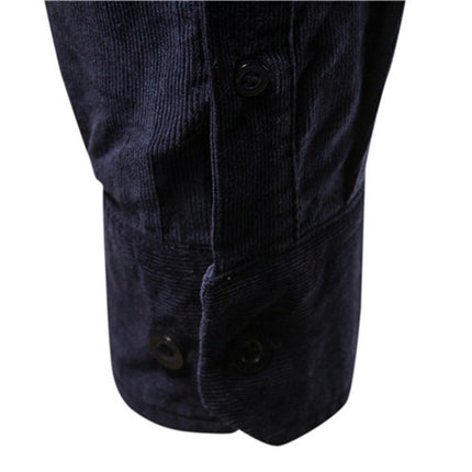 Men's Corduroy Shirts Casual Long Sleeve Button Down Jacket Autumn Winter Coats with Pockets