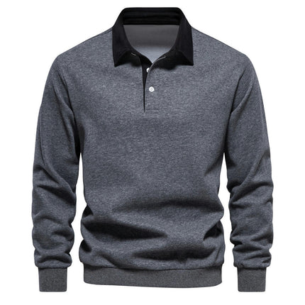 Men's Fall Long Sleeve  Neck Sweatshirt Casual Hundred Lapel Sweatshirt