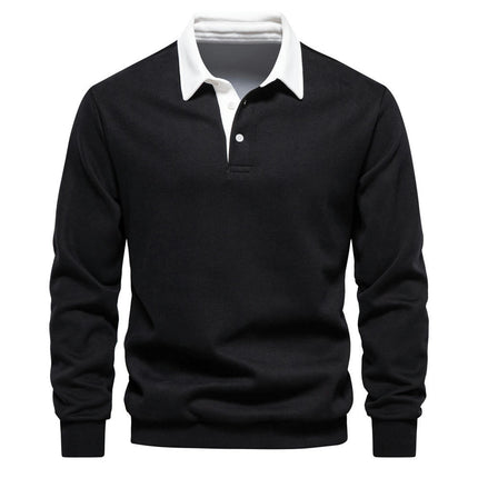 Men's Fall Long Sleeve  Neck Sweatshirt Casual Hundred Lapel Sweatshirt