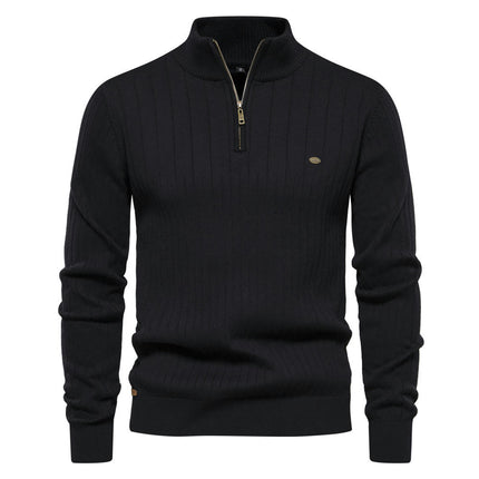 Men's Casual Warm Stand Collar Sweater Winter 1/4 Zip Knit Tactical Work Top Long Sleeve Ribbed Pullover