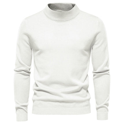 Men's Knitted Soft Ski Casual Knitted Pullover Mid Neck - Thickened Warm Slim Fit Sweater Shirt