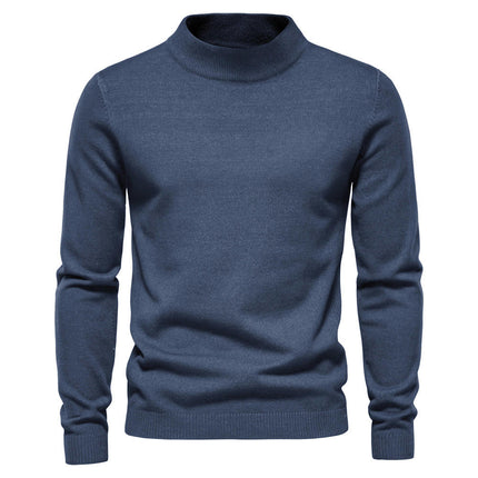 Men's Knitted Soft Ski Casual Knitted Pullover Mid Neck - Thickened Warm Slim Fit Sweater Shirt