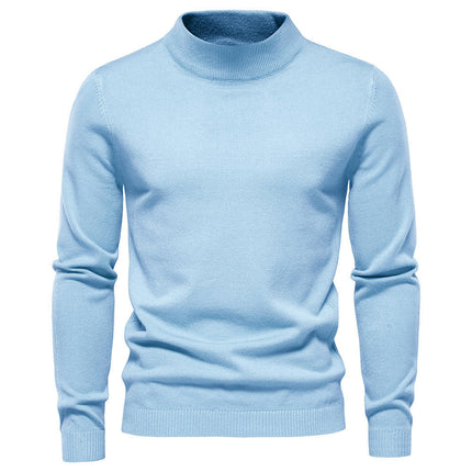 Men's Knitted Soft Ski Casual Knitted Pullover Mid Neck - Thickened Warm Slim Fit Sweater Shirt