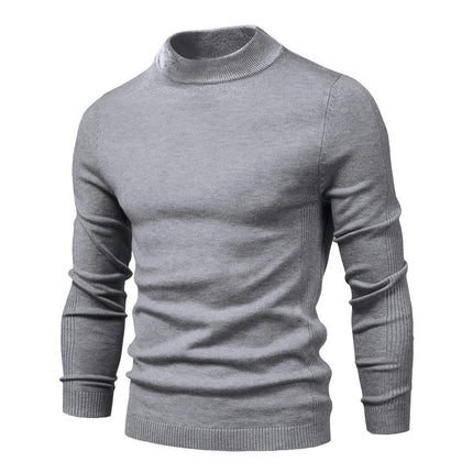 Men's Knitted Soft Ski Casual Knitted Pullover Mid Neck - Thickened Warm Slim Fit Sweater Shirt