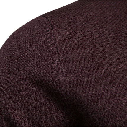 Men's Knitted Soft Ski Casual Knitted Pullover Mid Neck - Thickened Warm Slim Fit Sweater Shirt