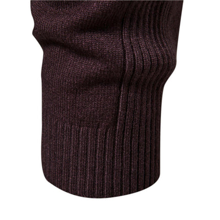 Men's Knitted Soft Ski Casual Knitted Pullover Mid Neck - Thickened Warm Slim Fit Sweater Shirt