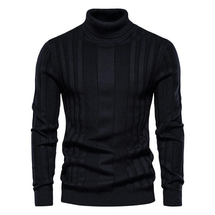 Men's Slim fit Turtleneck Sweater Casual Cable Knitted Pullover Sweaters