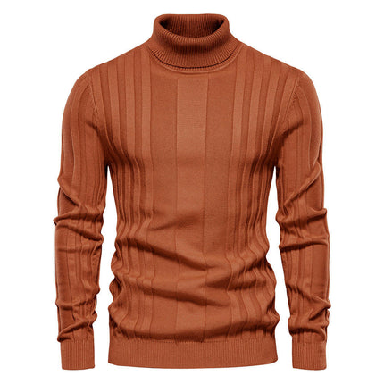 Men's Slim fit Turtleneck Sweater Casual Cable Knitted Pullover Sweaters